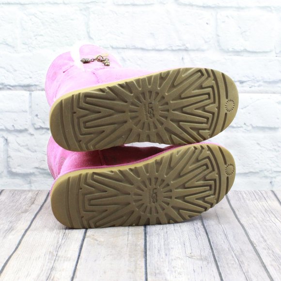 UGG Australia Fauna Princess Pink Suede Sheepskin Button Charm Winter Boots US 4 - Picture 10 of 10